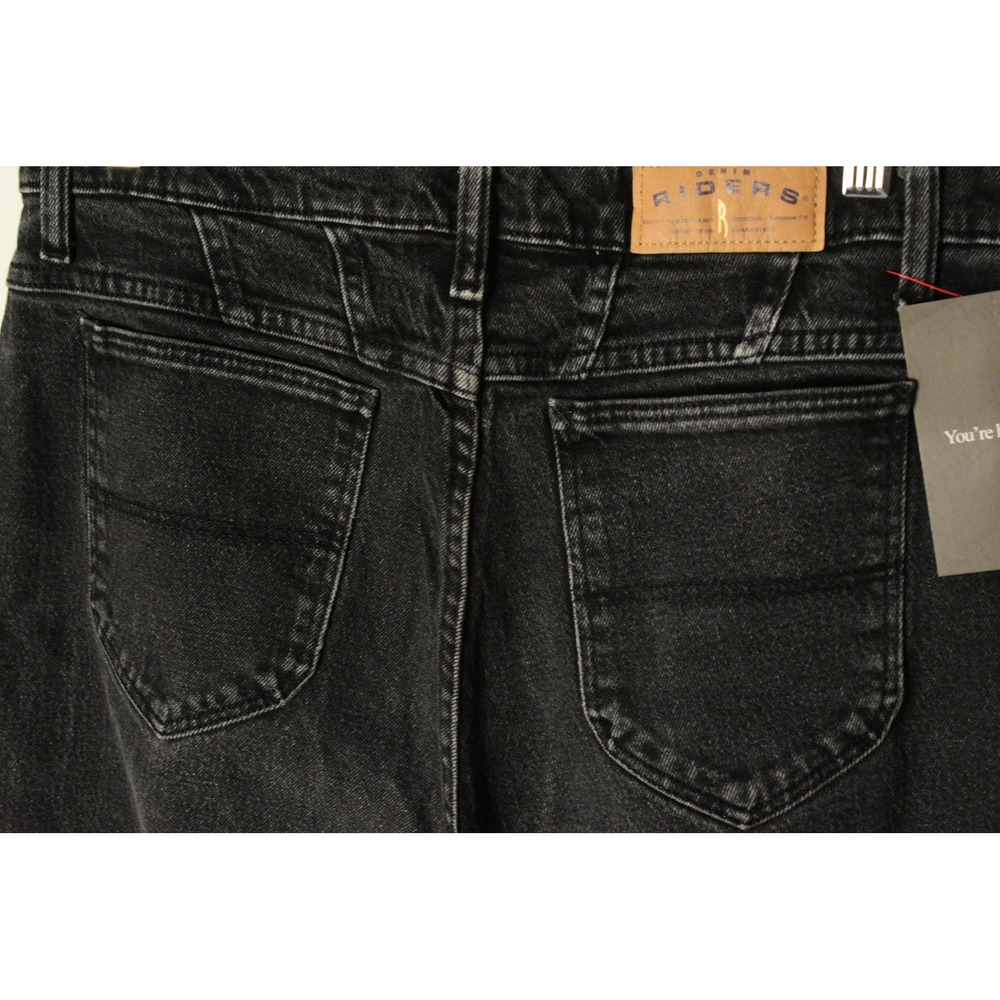 90s Vintage High Waist Straight Leg Jeans Womens 12 Black Stretch Denim Riders - Picture 8 of 9